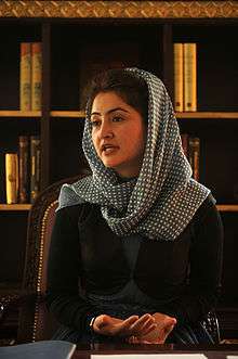 Farkhunda Zahra Naderi at her office desk in Kabul.