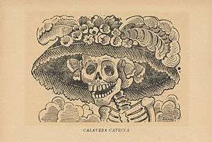 Skull in lady's hat "Calavera de la Catrina" by José Guadalupe Posada