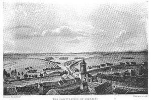 Black and white print of the Prenzlau capitulation