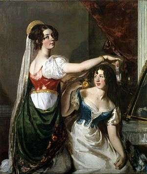 Two young women in elaborate clothing
