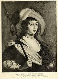 Elisabeth of Bohemia-Palatinate with hunting spear from A Sister of Prince Rupert by E. Godfrey. According from the text the original painting this photo is based off of is in the Library of Bodleian Oxford in the School of Honthorst.