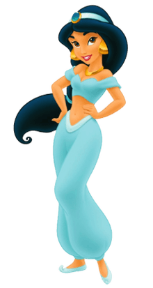 Jasmine wearing her iconic blue out from Aladdin (1992)