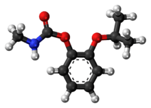 Ball-and-stick model of the propoxur molecule