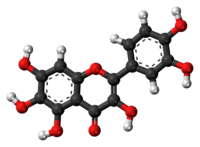 Ball-and-stick model of the quercetagetin molecule