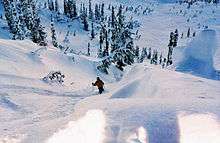 A skier in the Sawtooth Mountains