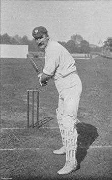 Staged photo of Lord Hawke batting.