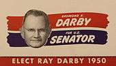 Card for the Darby for Senator campaign, showing Darby's face