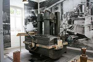 Gray furnace in museum