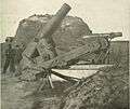 a cannon braced at its carriage front, pointing the barrel up at 60-degrees