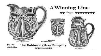 old glassware advertisement showing a pitcher and tumbler
