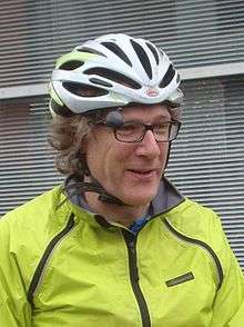 Portrait of a man wearing a bike helmet
