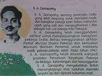 SA Ganapathy short note in Malaysian Malay Textbook, standard 2.