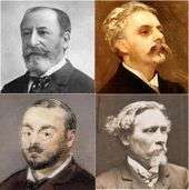 four head and shoulder images of middle-aged nineteenth century men in semi-profile