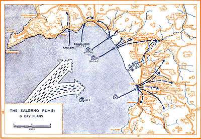 map showing Allied landing areas