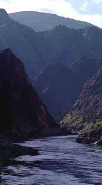 A photo of the Salmon River Mountains along the Salmon River