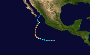 The track of Hurricane Kenneth in 2011