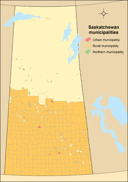 Map of urban, rural and northern municipalities in Saskatchewan as of 2013