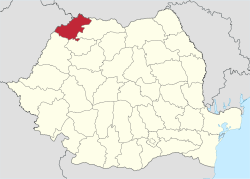Administrative map of Romania with Satu Mare county highlighted