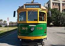 Car 756 of the River Street Streetcar line in Savannah, Georgia, USA, is an ex-Melbourne SW5-class streetcar.