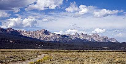 The Sawtooth Mountains viewed from the southern Sawtooth Valley