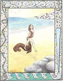 A Selkie illustration drawn to accompany an article in Celtic Guide by Carolyn Emerick.