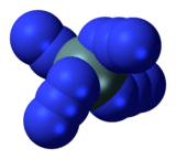 Space-filling model of the silicon tetraazide molecule