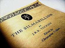 Photo of the title page of "The Silmarrillion", viewed at an angle