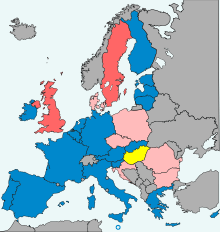 Map of Europe with signatories and other EU members