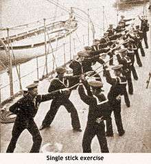 U.S. sailors practice with the singlestick circa Spanish–American War