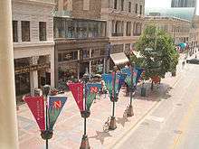  View of Nicollet Mall from the skyway. Street banners in view made by Banner Creations, Inc.