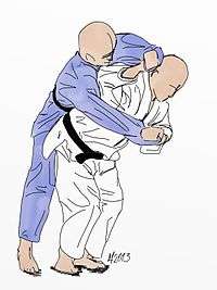 Illustration of the judo throw sode-tsuri-komi-goshi.