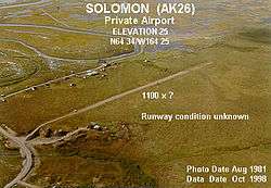 A picture of the airport at Solomon, Alaska, along the Nome-Council Highway.