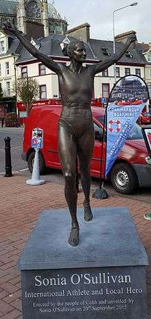 The statue to Sonia O'Sullivan in her hometown of Cobh Ireland.
