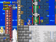 A cartoon hedgehog stands on top of a stone building in an industrial complex with mountains of sugar in the background and sugar partially covering the building.