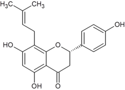 Chemical structure of 8-prenylnaringenin.