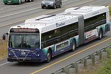 A Sound Transit bus on a freeway onramp