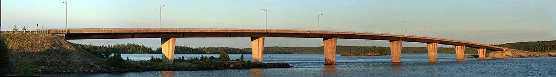 Panoramic View of St. Joseph Island Bridge that connects mainland and island
