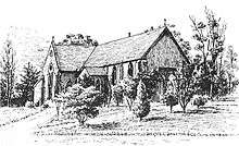 A sketch of St John's church in the 1880s – note the addition of the crossing and chancel.