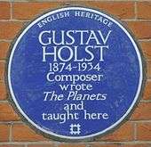 commemorative plaque to Holst