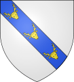 White shield with diagonal blue stripe