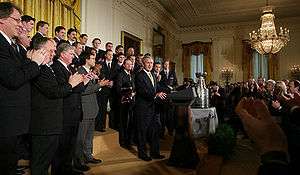 The 2007 Stanley Cup Champions meet with U.S. President George W. Bush at the White House.