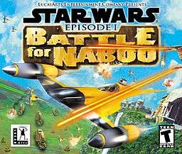 A futuristic, yellow aircraft is attacked during an aerial battle in blue skies above a green planet; the game's logo appears above the craft.
