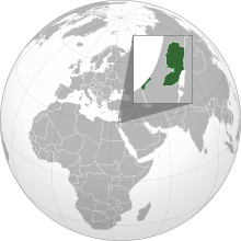 Territory claimed by the State of Palestine (green)Territory also claimed by Israel (light green)