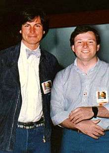 Steve Jobs with Wendell Brown at the launch of Brown's Hippo-C software for Macintosh, January 1984