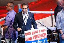 Heinz-Christian Strache speaking at a political rally