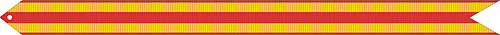 A streamer with three horizontal red stripes and two horizontal gold stripes