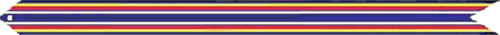 A blue streamer with yellow, red, and white horizontal stripes