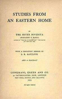Title page of 1913 edition of Studies from an Eastern Home