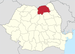 Administrative map of Romania with Suceava county highlighted