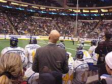 behind the bench of the Minnesota Swarm